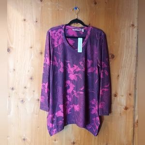 Soft Surroundings Vermillion Purple Floral Patterned Reve Top